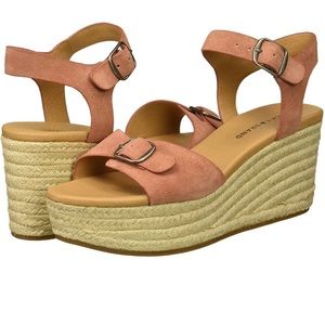 Lucky Brand Pink wedge ankle strap espadrilles!